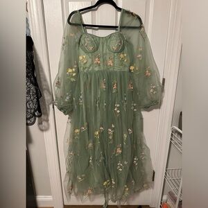 Beautiful Green Floral Formal Dress